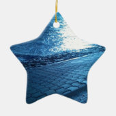 De Zee Shore, Serenity Blue Natuur Foto Keramisch Ornament (Voorkant)