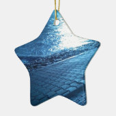 De Zee Shore, Serenity Blue Natuur Foto Keramisch Ornament (Links)