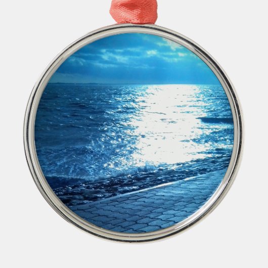 De Zee Shore, Serenity Blue Natuur Foto Metalen Ornament (Voorkant)