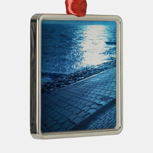 De Zee Shore, Serenity Blue Natuur Foto Metalen Ornament (Rechts)