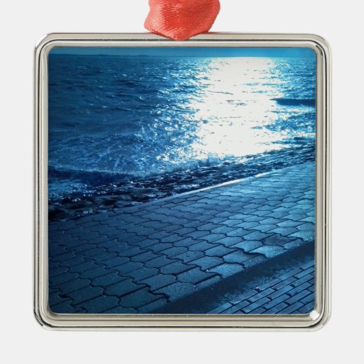 De Zee Shore, Serenity Blue Natuur Foto Metalen Ornament (Voorkant)
