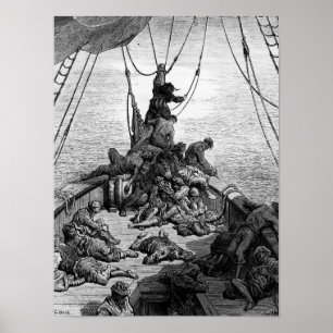De zeelieden zijn gekalmeerd en getormenteerd door poster
