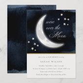 De zeemacht over het Baby shower Moon Stars uitnod Bedankkaart (Voorkant / Achterkant)