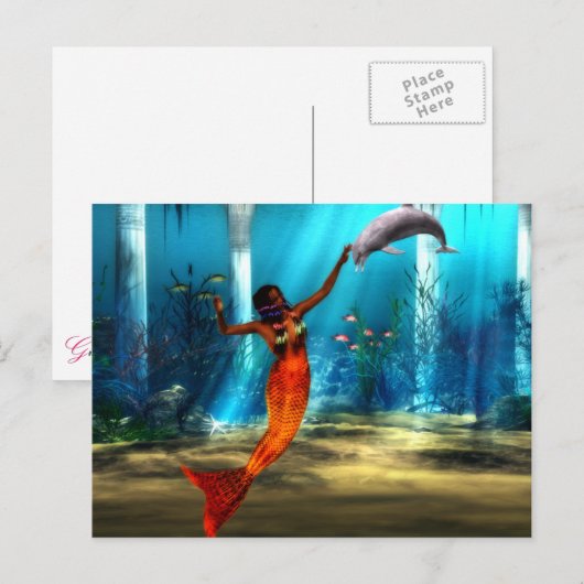 De zeemeermin en de dolfijn briefkaart (Voorkant / Achterkant)