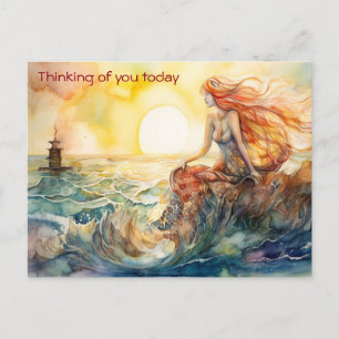 De zeemeermin en de vuurtoren briefkaart