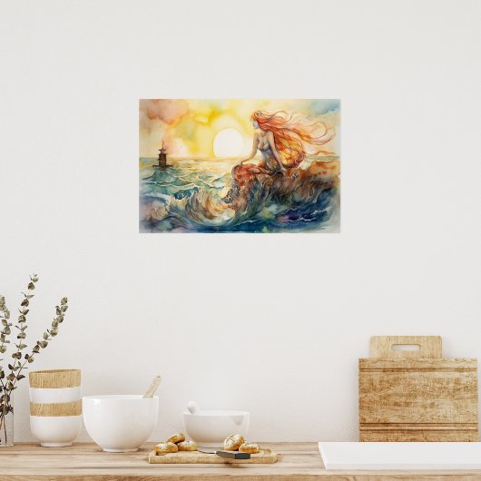 De zeemeermin en de vuurtoren poster (Keuken)