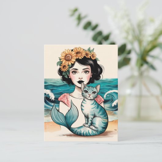 De zeemeermin en Mercat Briefkaart (Staand voorkant)