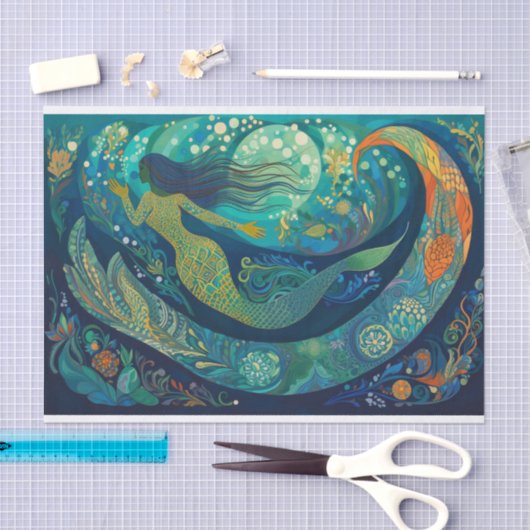 De Zeemeermin in het rif Tissuepapier (Craft)