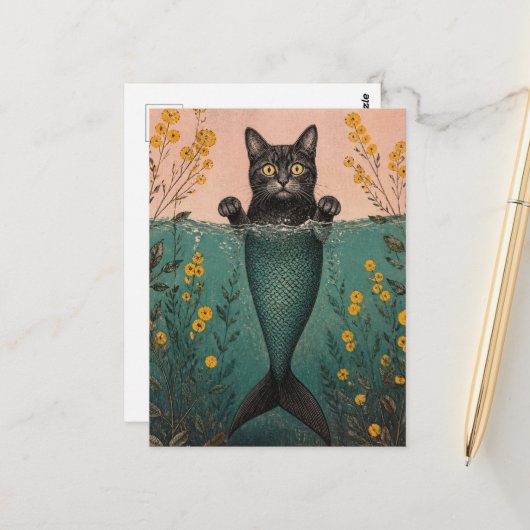 De Zeemeermin Kitty Briefkaart (Voorkant / Achterkant in situ)