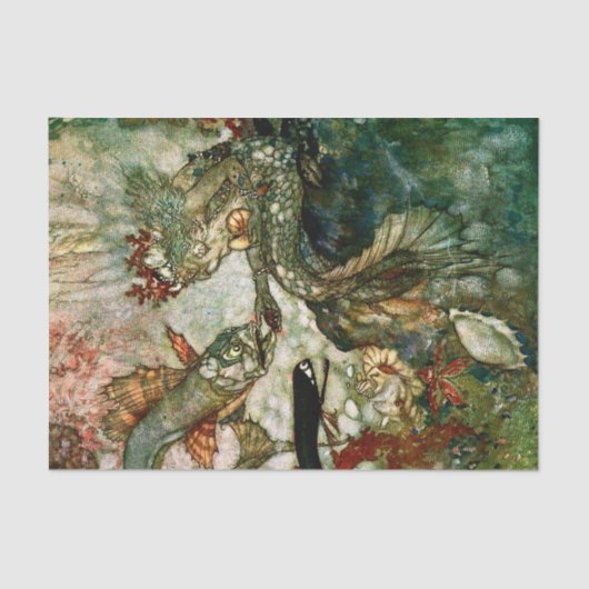 “De Zeemeermin Koning” door Edmund Dulac Tissuepapier (Voorkant)