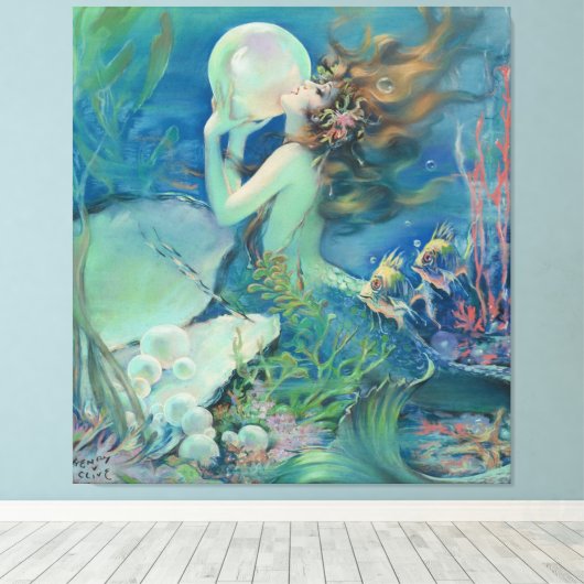 De zeemeermin van Henry Clive Canvas Afdruk (Insitu (Houten vloer))