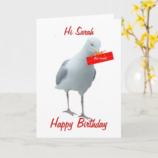 De Zeemeeuw van de Kaart van de Dag van de (Gele Bloem)