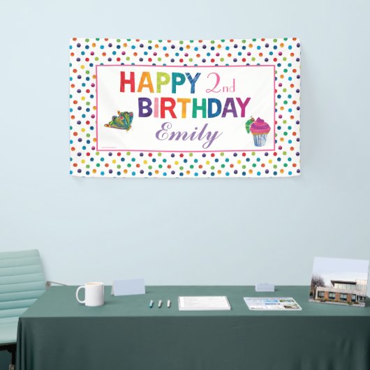 De zeer hongerige driepijlervlinder Birthday Spandoek (Beurs)