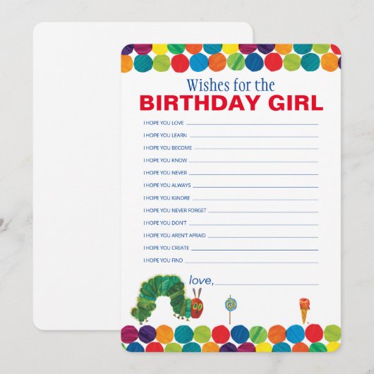 De zeer hongerige rups Verjaardagswensen Notitiekaartje (Voorkant / Achterkant)