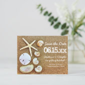 De Zeeshells van de beach Zand sparen de Briefkaar Aankondigingskaart (Staand voorkant)