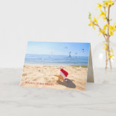 De zeester van Kerstmis op de kust met zeemeeuwen Kaart (Gele Bloem)