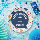 De zeevaart Jongen personaliseerde het Gelukkige Papieren Bordje (Feest)