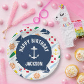 De zeevaart Jongen personaliseerde het Gelukkige Papieren Bordje (Feest)