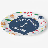 De zeevaart Jongen personaliseerde het Gelukkige Papieren Bordje (Gekanteld)