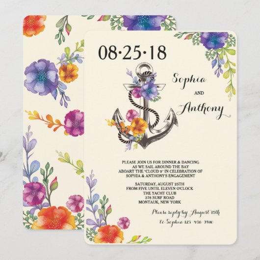 De zeevaart Uitnodiging van het Verloving van de (Voorkant / Achterkant)