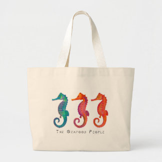 De zeevruchten (waterverf van zeepaardjes) grote tote bag