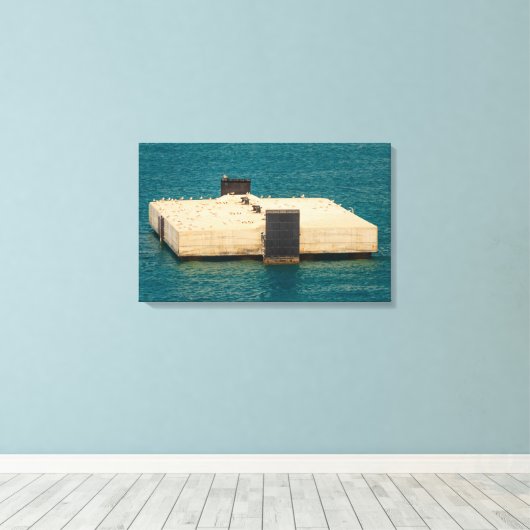 de zegel op de uitgerekt canvasafdruk canvas afdruk (Insitu (Houten vloer))