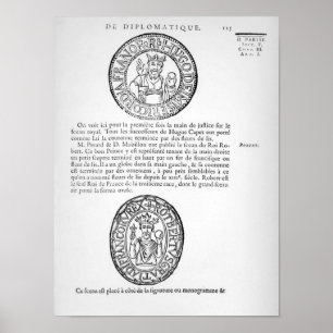 De zegels van Hugues Capet en Robert II de Pious Poster