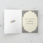 De zegen van de verjaardag met een gouden kruis kaart (Binnen)