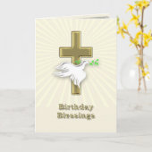 De zegen van de verjaardag met een gouden kruis kaart (Gele Bloem)