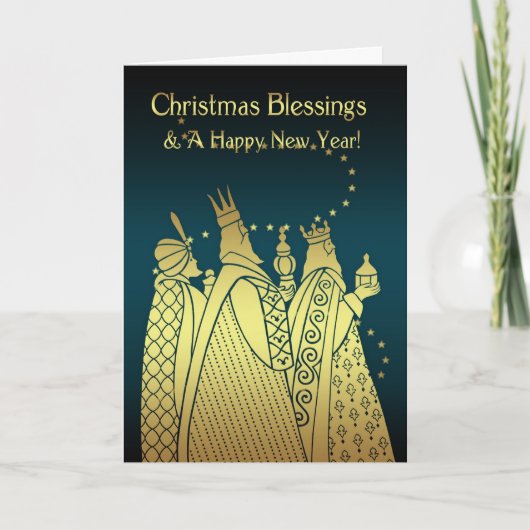 De Zegen van Kerstmis - Drie Wijzen - Gouden Feestdagen Kaart (Voorkant)