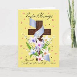 De Zegen van Pasen - Kruis en Bloemen - de Kaart