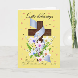De Zegen van Pasen - Kruis en Bloemen - de Kaart
