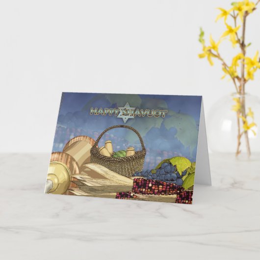 De Zegen van Shavuot - de Rol en het Voedsel van Kaart (Gele Bloem)