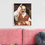 De zegen van St.Padre Pio. Devotioneel Afbeelding. Canvas Afdruk (Insitu (Woonkamer))