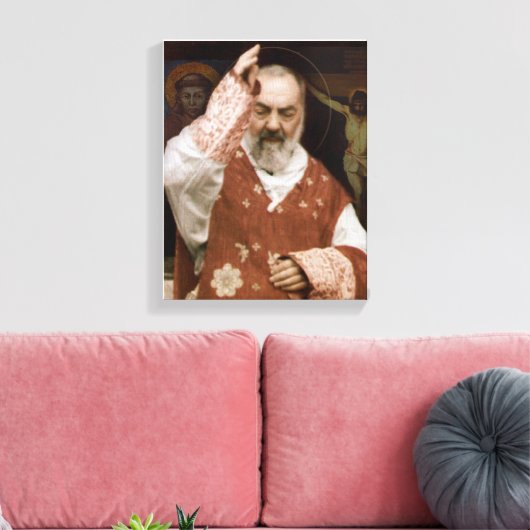 De zegen van St.Padre Pio. Devotioneel Afbeelding. Canvas Afdruk (Insitu (Woonkamer))