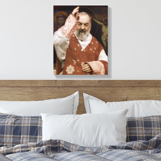 De zegen van St.Padre Pio. Devotioneel Afbeelding. Canvas Afdruk (Insitu (Slaapkamer))