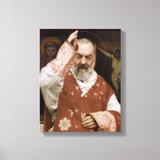 De zegen van St.Padre Pio. Devotioneel Afbeelding. Canvas Afdruk (Voorkant)