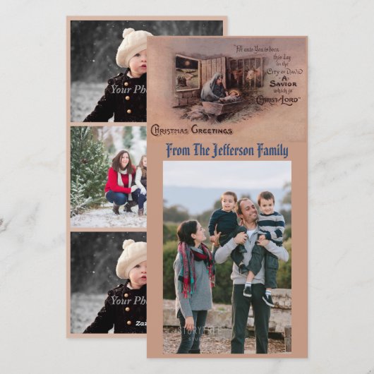 De zegeningen van de kerstfotokaart feestdagenkaart (Voorkant / Achterkant)