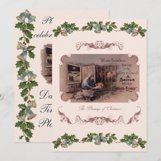 De zegeningen van de kerstviering uitnodiging (Voorkant / Achterkant)