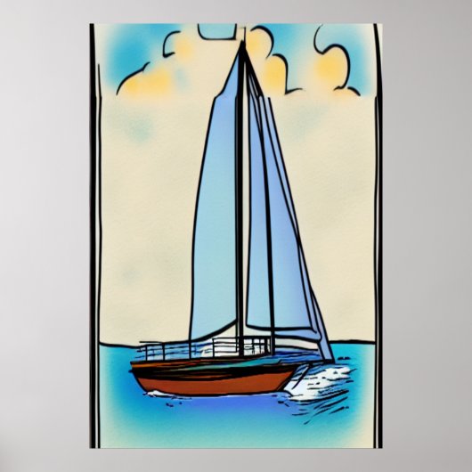 De zeilboot | AI Art Poster (Voorkant)
