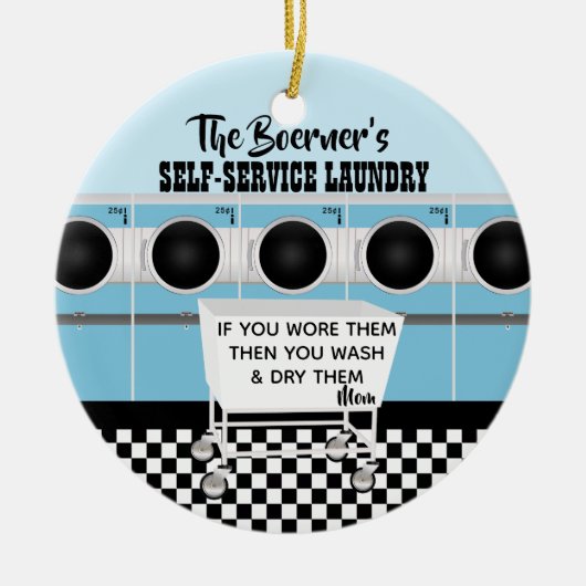 De zelfbedieningswasgoed van de klant die het werk keramisch ornament (Voorkant)