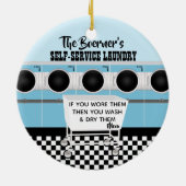 De zelfbedieningswasgoed van de klant die het werk keramisch ornament (Achterkant)