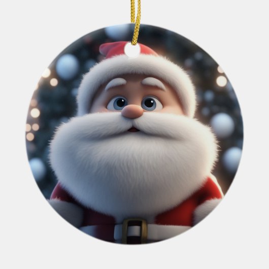 De zelfverzekerde kerstman keramisch ornament (Voorkant)