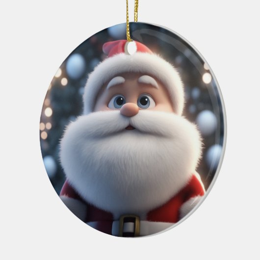 De zelfverzekerde kerstman keramisch ornament (Links)