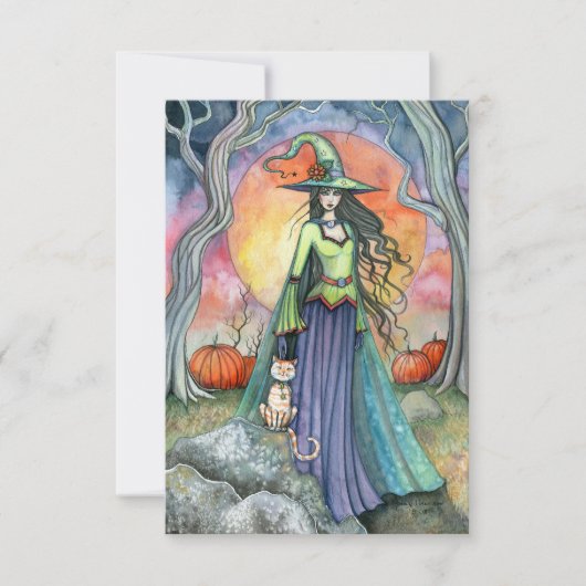 De zelfvoldane heks Halloween fantasykunst Kaart (Voorkant)