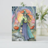 De zelfvoldane heks Halloween fantasykunst Kaart (Staand voorkant)
