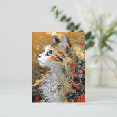 De Zen kat |  Japans Ukiyo-e Briefkaart (Staand voorkant)