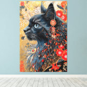 De Zen kat |  Japans Ukiyo-e Canvas Afdruk (Insitu (Houten vloer))