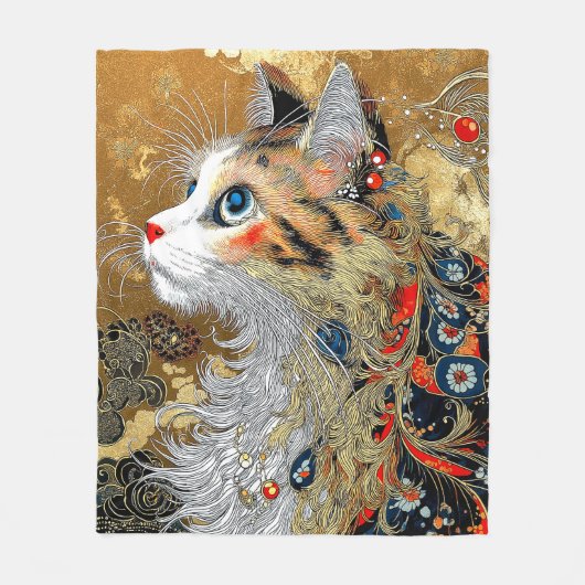 De Zen kat | Japans Ukiyo-e Fleece Deken (Voorkant)