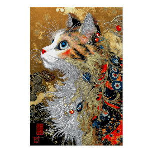 De Zen kat    Japans Ukiyo-e Perfect Poster